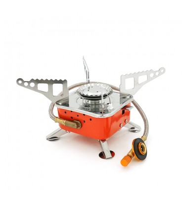 Туристическая газовая горелка K-204 с пьезоподжигом и защитой от ветра под газовые баллоны бутан и пропан-бутан, Box