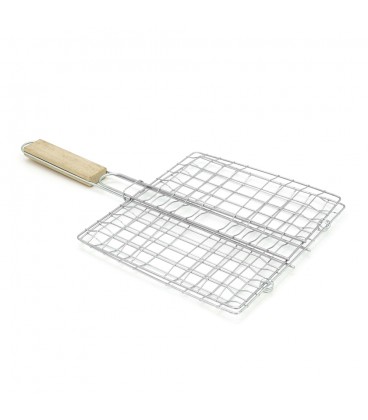 Решетка для гриля, 20х21 см, деревянная ручка, нержавеющая сталь