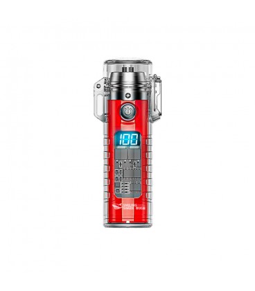Зажигалка дуговая с фонариком KY-RD, LED 3 режима, Li-ion 260mAh, Type-C, IP56, 95x28mm, Red, BOX
