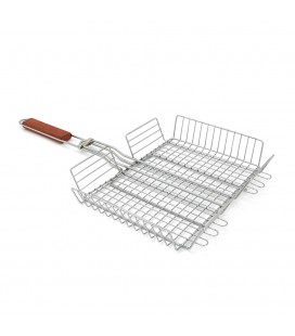 Решітка-гриль, 33x26.5x58 cm, метал, високий бортик, дерев'яна ручка