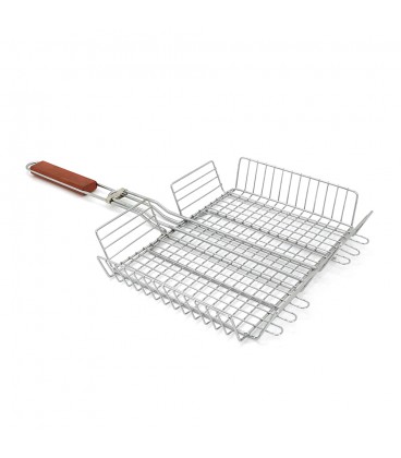 Решітка-гриль, 33x26.5x58 cm, метал, високий бортик, дерев'яна ручка