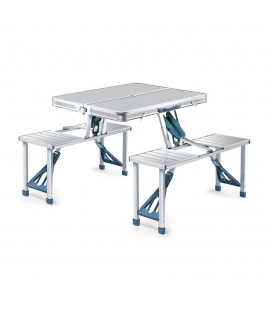 Раскладной стол-чемодан для пикника с 4 стульями, Silver