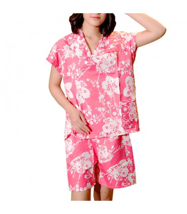 Жіночий банний костюм, короткий рукав, рожевий