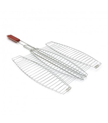 Решетка нержавеющая овальная для гриля - барбекю для 3ёх рыб 400*370 мм, ОЕМ