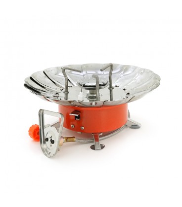 Туристическая газовая горелка K-206 с пьезоподжигом и защитой от ветра под газовые баллоны бутан и пропан-бутан, Box