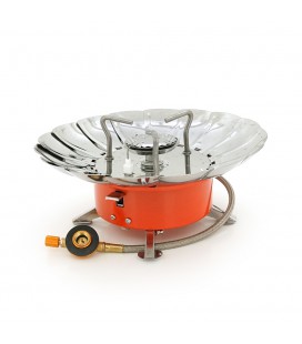 Туристическая газовая горелка K-205 с пьезоподжигом и защитой от ветра под газовые баллоны бутан и пропан-бутан, Box