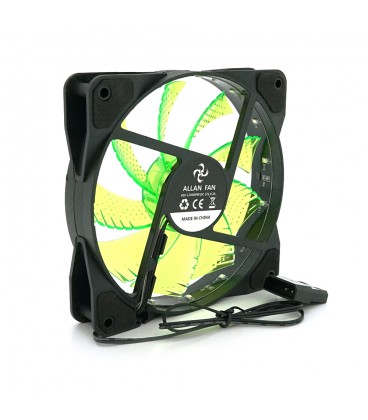 Кулер корпусний 12025 DC sleeve fan 4pin - 120 * 120 * 25мм, 12V, 1100об / хв, 15LED, Green