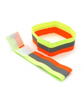 Глянсовий світловідбивний еластичний ремінець на зап'ястя або щиколотку, ціна за комплект 2шт, Orange/Light Green
