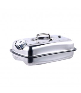 Каністра Merlion ML201-5L, горизонтальна з нержавіючої сталі + гнучка лійка, 5л, 310х180х150мм, 1.1 кг, Silver