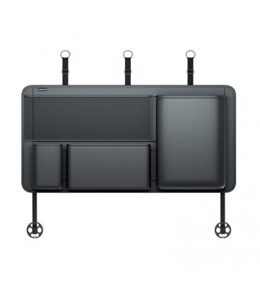 Автомобільний органайзер CABULE у багажник, 4 відділення. Кріплення до задніх сидінь ременями. Матеріал шкіри. 91x45см. Чорний