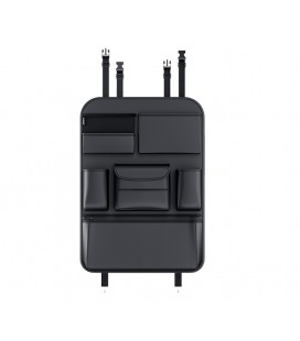 Автомобільний органайзер CABLE, 6 відділень. Кріплення до сидінь ременями. Матеріал PV-шкіра. 62x44см. Чорний