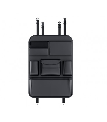 Автомобільний органайзер CABLE, 6 відділень. Кріплення до сидінь ременями. Матеріал PV-шкіра. 62x44см. Чорний