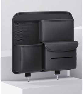 Автомобільний органайзер CABULE на передні сидіння, 35x28х7.5см, кріплення до сидінь ременями, 4 відділення, PV-шкіра, чорний