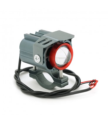 Светодиодная фара для мотоцикла 35W, ближний свет желтый + дальний свет белый+ стробоскоп, 12-85V, 3800Lm, IP67, 65x40x75mm