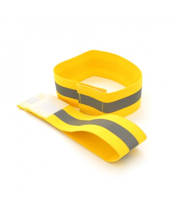 Глянцевый светоотражающий эластичный ремешок на запястье или щиколотку, цена за комплект 2шт, Yellow