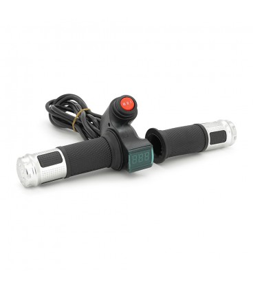 Ручка газа с кнопкой для электровелосипеда 12-72V+вольтметр, Box