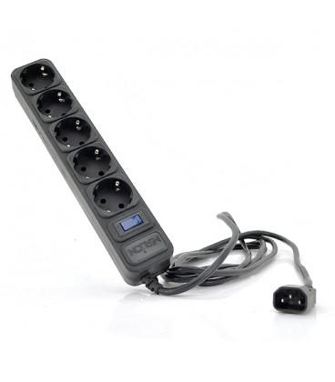 Мережевий подовжувач MERLION UPS B518, 220В 10А, 5 розеток, 1,8 м, переріз 3х0,75мм, чорний Q50