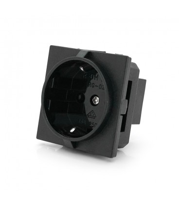Розетка врезная с заземлением E-08, Input: AC 100-250V 16A, Black