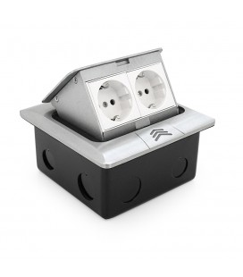 Розетка двойная напольная выдвижная с заземлением J28L, Input: AC 100-250V 16A, White