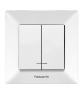 Выключатель Panasonic Arkedia Slim двухклавишный с подсветкой, белый