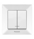 Вимикач Panasonic Arkedia Slim двоклавішний з підсвіткою, білий