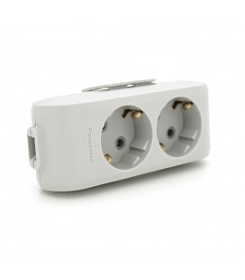 Колодка Panasonic X-tendia с заземлением 2 гнезда, с защитными шторками, серая