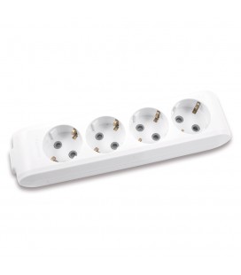 Колодка Panasonic X-tendia с заземлением 4 гнезда, с защитными шторками, серая