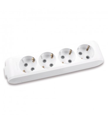 Колодка Panasonic X-tendia із заземленням 4 гнізда, з захистними шторками, сіра