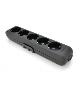 Колодка Panasonic X-tendia із заземленням 5 гнізд, з захистними шторками, чорна