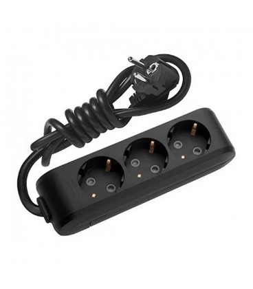 Подовжувач Panasonic X-tendia із заземленням 3 гнізда, 5 м, з захистними шторками, чорний