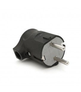 Вилка із заземленням кутова, 16A 250V, A105, Black, Q40