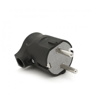 Вилка с заземлением угловая, 16A 250V, A105B, Black, Q40