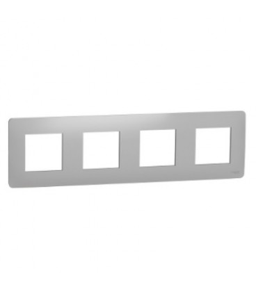 Рамка чотиримісна горизонтальна Schneider Unica, Алюміній