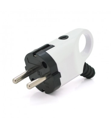 Вилка Євро із заземленням кутова з кільцем, розбірна, Premium, 16А 220V, колір білий, Q30