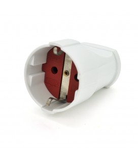 Штепсельне гніздо Євро із заземленням, розбірне, 16А 220V, колір білий/червоний, Q20