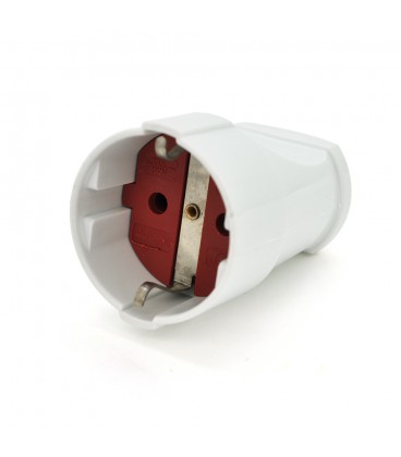 Штепсельне гніздо Євро із заземленням, розбірне, 16А 220V, колір білий/червоний, Q20