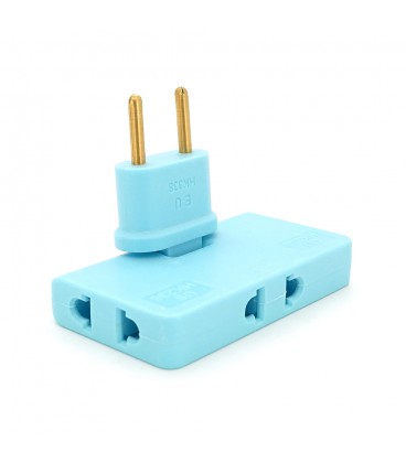 Трійник + перехідник 3 in 1, UK/US-EU, 220В, 10А, поворотний 180 °, Blue