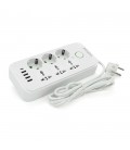 Фільтр F07U, 6 розеток (3 EU+3 Universal) + 4 USB + 1PD, кнопка включення з індикатором, 2 м, 3х0,75мм, 2500W, White, Box
