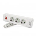 Мережевий фільтр F23, 3 розетки EU, кнопка включення з індикатором, 2 м, 3х0,75мм, 2500W, White, Box