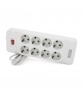 Мережевий фільтр F34, 8 розеток EU, кнопка включення з індикатором, 2 м, 3х0,75 мм, 2500W, White, Box
