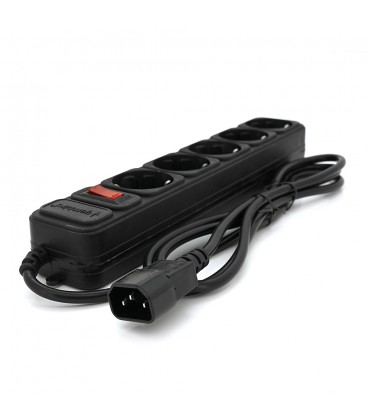 Мережевий подовжувач Gembird UPS SPG5-X-6B, 220В 10А, 5 розеток, 1.8 м, Black, Q40