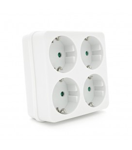 Розетка 4-х местная c заземлением SQ-RB-01/04A, 4x16A 250V~Max, 3500W, White, Q100