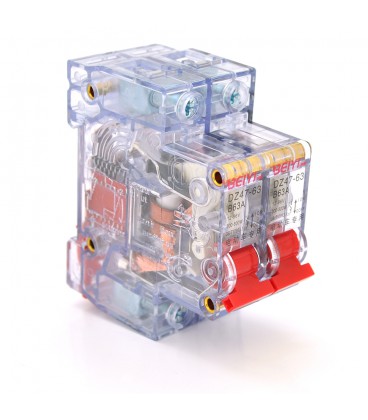 Автоматичний вимикач змінного струму BEIYI DZ47-63-2P-B63A, B63, 300-800W. 12-96V прозорий корпус