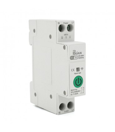 WI-FI вимикач-реле на DIN рейку 63А з вимірюванням струму та напруги, захистом від перенапруги
