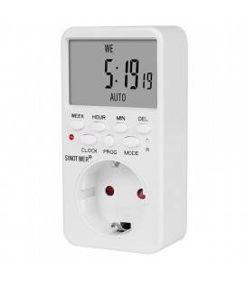 Розетка c цифровым недельным таймером Sinotimer TM519, 16A, 3000W, 230V
