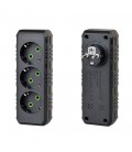 Розетка трійник із заземленням F101-Black, 3 розетки, 2500W, 10A, 110-250V~Max, Blister