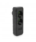Розетка трійник із заземленням F102-Black, 2 розетки+3USB(1А), 2500W, 10A, 110-250V~Max, Blister