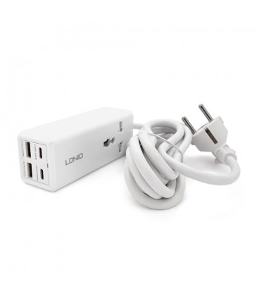 Мережевий фільтр LDNIO SС1418, 1 Розетка + 2 USB +2 Type-C, 2 м, перетин 3х0, 75мм, White, Box