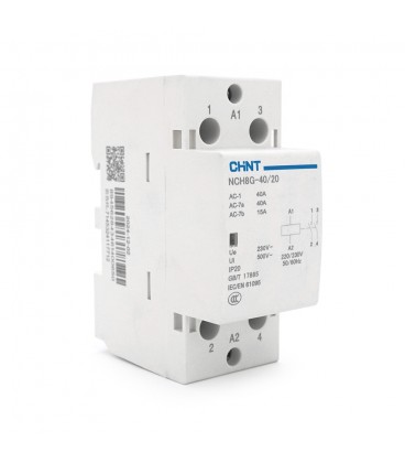 Контактор CHINT NCH8-40/20 220V,40А, 7.5kW, 2NO, на DIN-рейку, 85*65,5*36мм