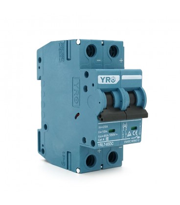 Автоматичний вимикач постійного струму YRO YRL7-63DC 2P 25A DC550V 6kA, DIN, 80*36*44.8mm